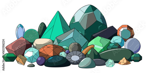 colorful gemstones on a white background