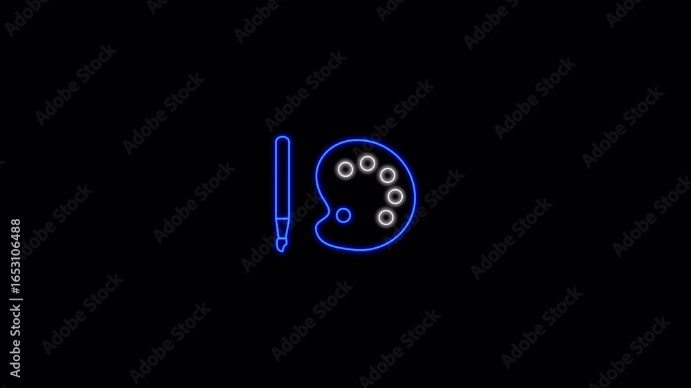 A vibrant neon illustration featuring an artistic palette and a pen, symbolizing creativity and artistic expression. A vibrant neon illustration featuring an artistic palette and a pen, symbolizing creativity and artistic expression.