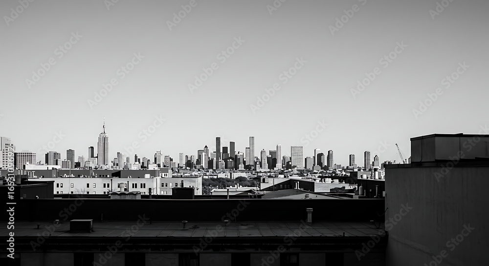 Fototapeta premium New York City Skyline with Buildings and Copy Space