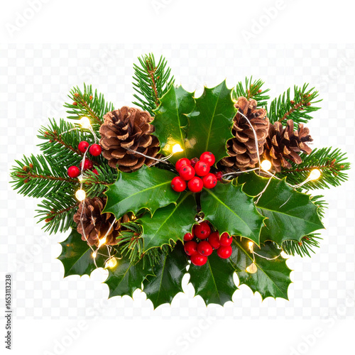 Festive Christmas Arrangement isolated on a transparent background.PNG 