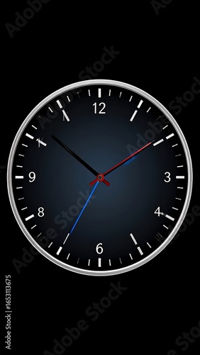 Digital clock face, dark theme