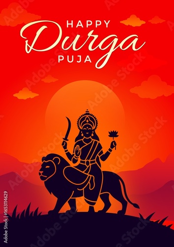 Happy durga pooja indian festival post design