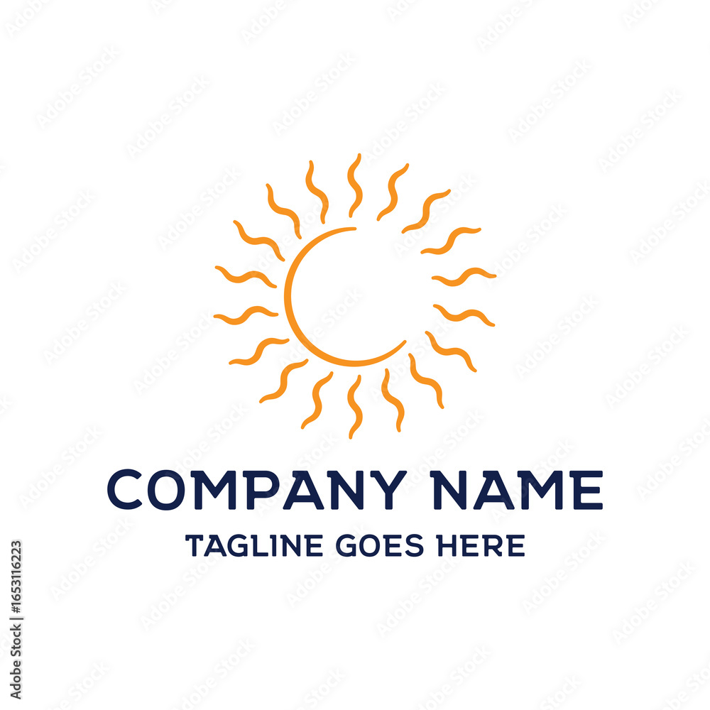 Fototapeta premium Simple Minimalist Sun or Sunrise Icon Symbol Illustration Design