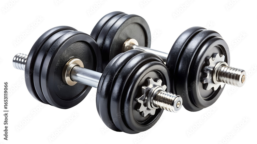 Naklejka premium Close up of a dumbbell isolated on transparent background, a fitness equipment for strength training