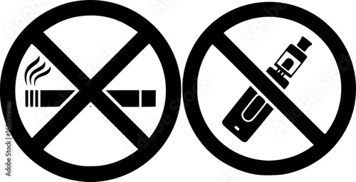 No smoking, No vaping combined sign. High resolution vector icon