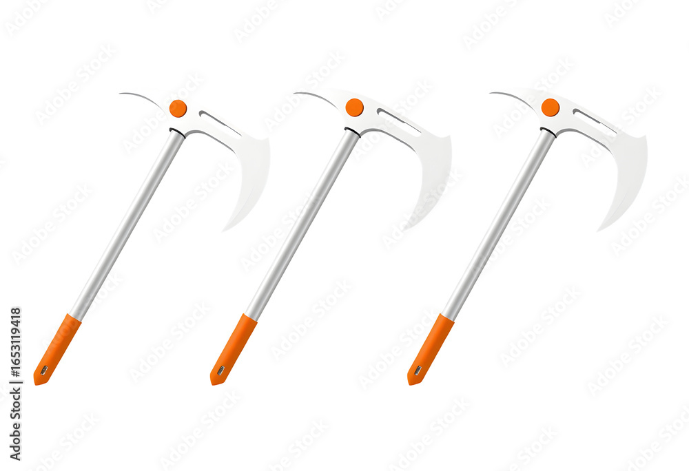 Set of three stylized scythes, perfect for thematic projects Set of three stylized scythes, perfect for thematic projects