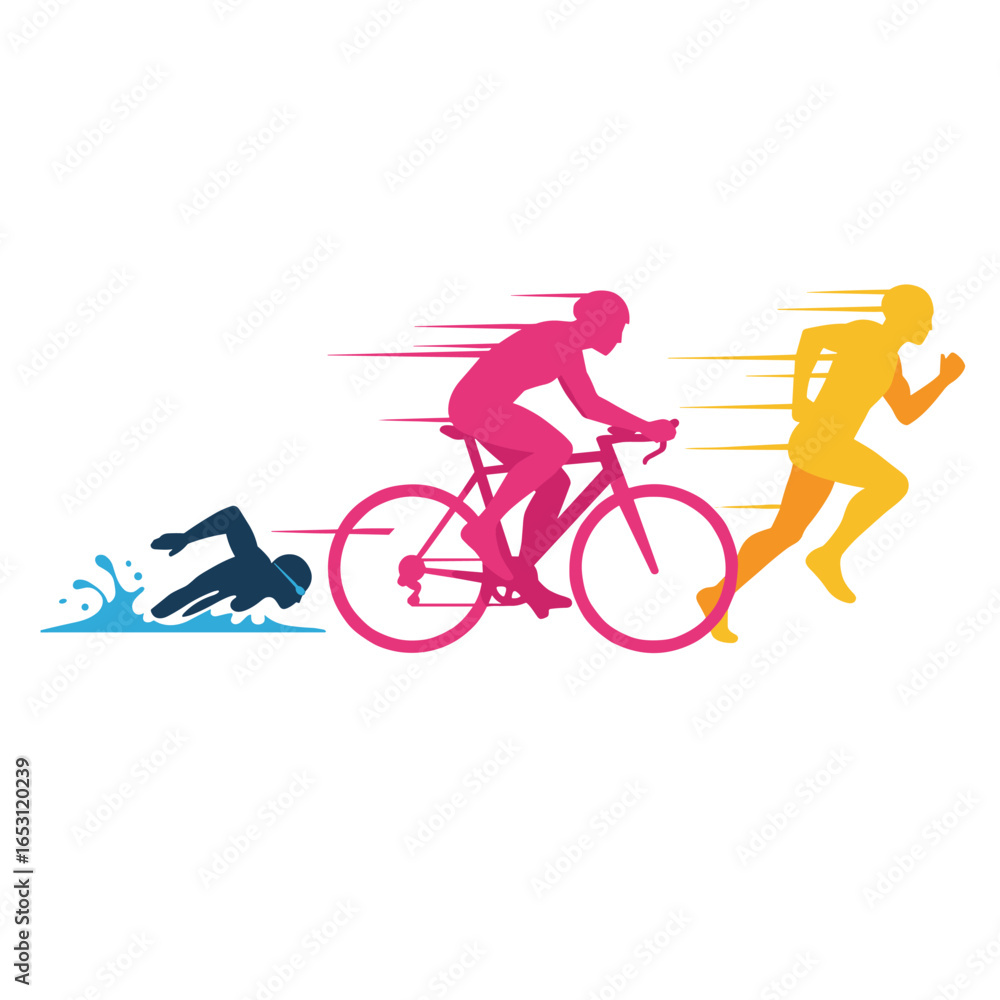Obraz premium vector editable triathlon poses for any graphic background