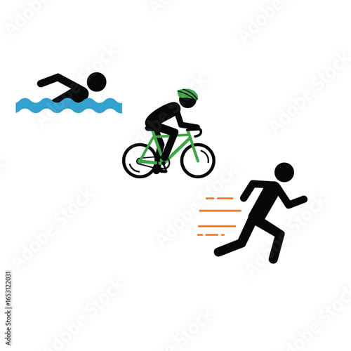  vector editable triathlon poses for any graphic background