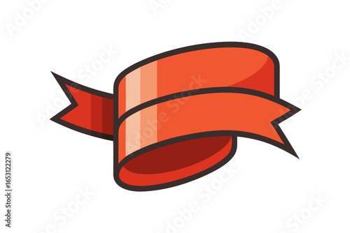 Curled ribbon with sharp edge folds in motion for elegant abstract creative design