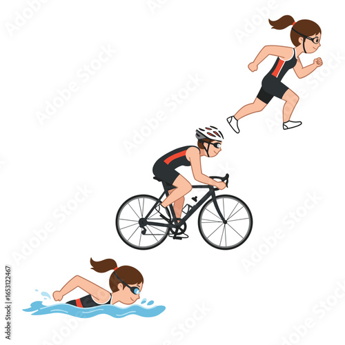  vector editable triathlon poses for any graphic background