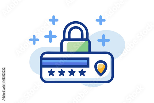 Password authentication icon with stars and lock secure login protection symbol  