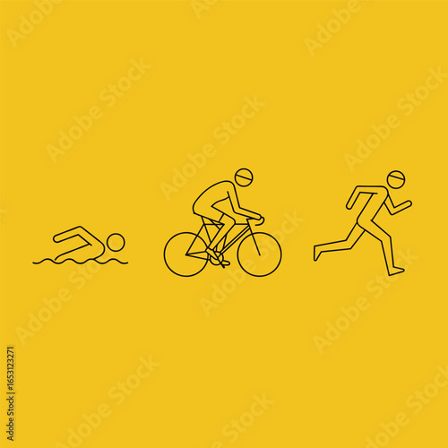  vector editable triathlon poses for any graphic background