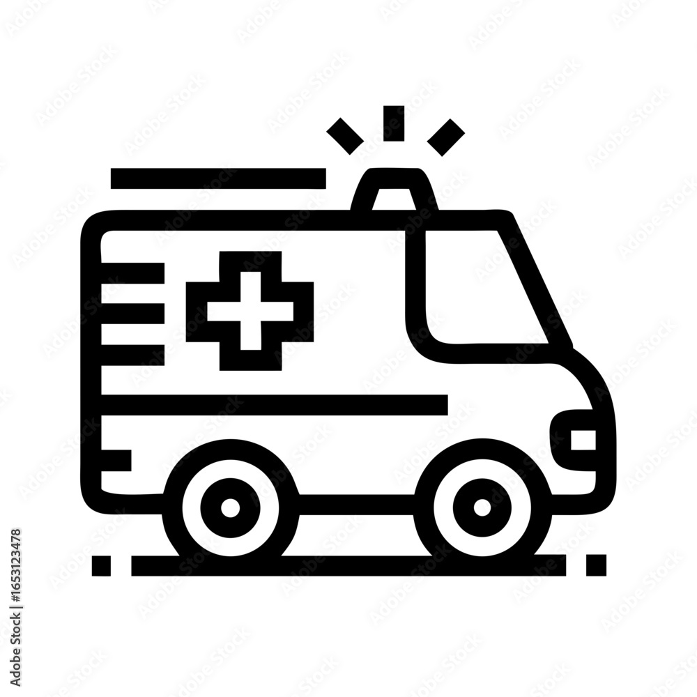 Ambulance with Digital Speed Trail Icon Design | Futuristic Rescue Vehicle Vector Illustration