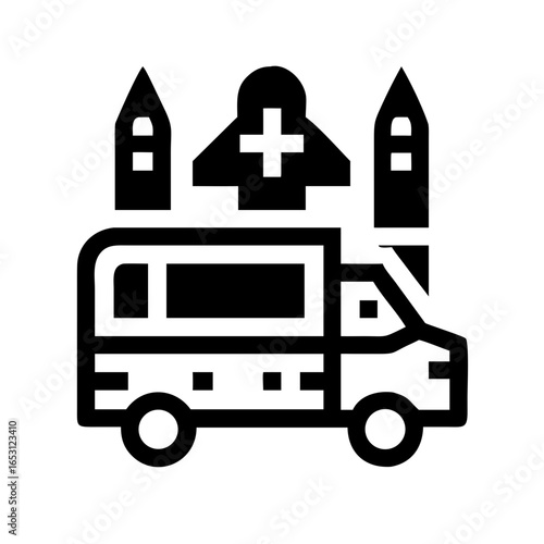 Ambulance Icon with Rocket Booster Icon Design | Futuristic Fast Rescue Vector Illustration