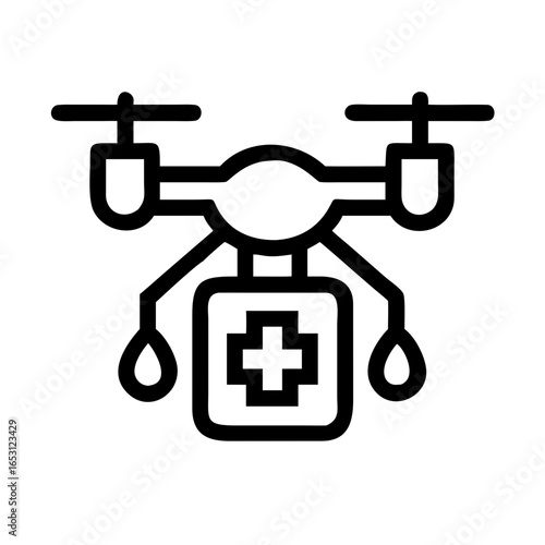 Ambulance Drone with Propellers Icon Design | Modern Medical Transport Vector Illustration