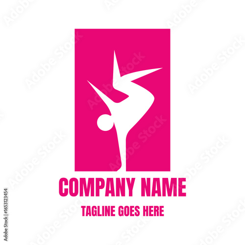 Simple Minimalist Abstract Human Acrobatic B-Boys Break Dance Icon Symbol Logo Design