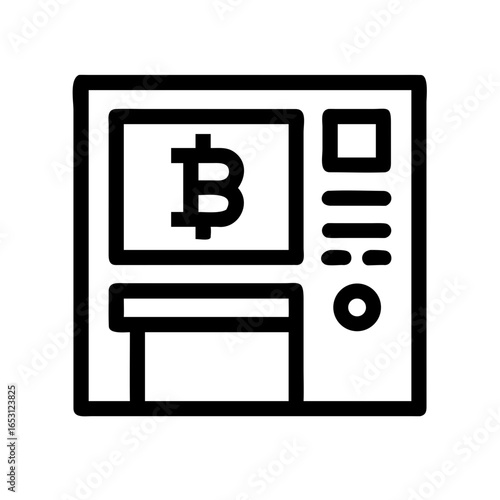 Banking ATM with Blockchain Logo Icon Design | Digital Currency Security Vector Illustration