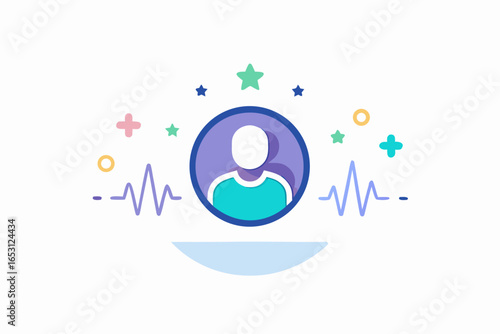 user profile icon with circular pulse waves and tiny details