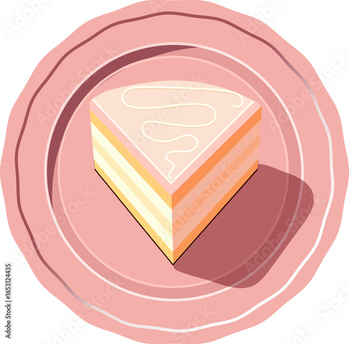 A piece of cream cake on a plate.