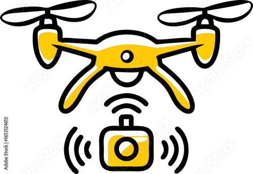 Modern drone remote controller for aerial photography and videography isolated on white background