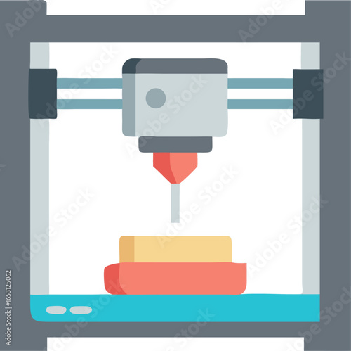 A detailed 3d printer illustration isolated on a white background isolated on white background