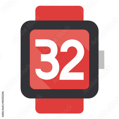 Close up of a modern smartwatch screen displayed isolated on white background