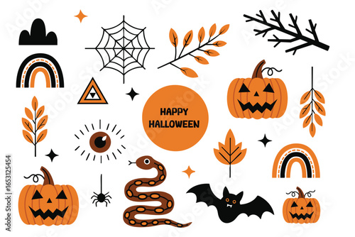 Halloween themed icon set featuring spooky and festive elements