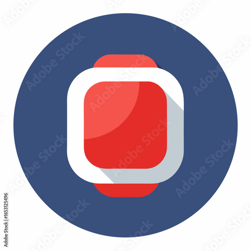 Close up of a circular smartwatch button on a clean white background isolated on white background