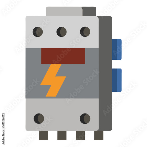 Illustration of a single circuit breaker isolated on a clean white background isolated on white background