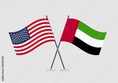 United States and United Arab Emirates vector flags illustration with unity tone