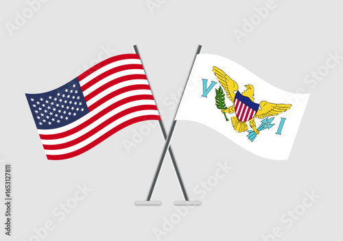 United States and Virgin islands US vector flags in peaceful meeting illustration
