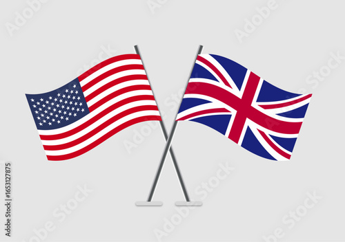 United States and United Kingdom vector flags graphic concept for shared identity