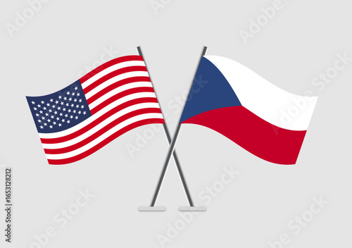 United States and Czech Republic vector flags in formal vector presentation