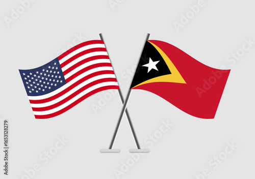 United States and East Timor vector flags vector art in minimal theme