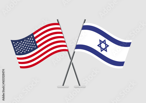 United States and Israel vector flags with design for political themes