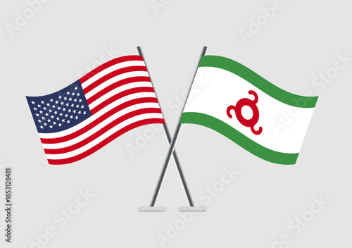 United States and Ingushetia vector flags graphic for official theme
