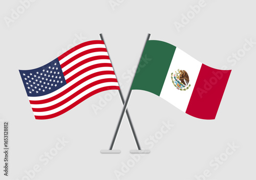 United States and Mexico vector flags flat vector artwork concept