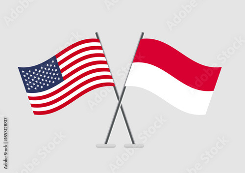 United States and Monaco vector flags visual for thematic decor