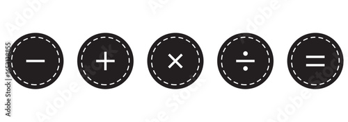 Plus and minus icon set. Math symbol. Multiply icon. Equals symbol, division symbol, Calculator button, math icon set arithmetic plus minus equals multiply.