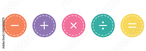 Plus and minus icon set. Math symbol. Multiply icon. Equals symbol, division symbol, Calculator button, math icon set arithmetic plus minus equals multiply.