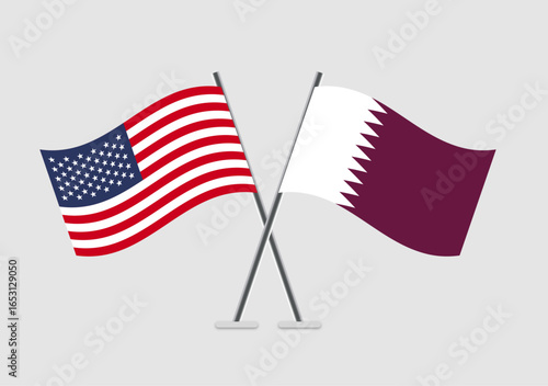 United States and Qatar vector flags symbolizing alliance in vector art