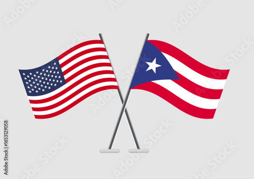 United States and Puerto Rico vector flags concept for unity in design