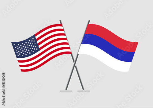 United States and Republika Srpska vector flags with minimal patriotic graphics