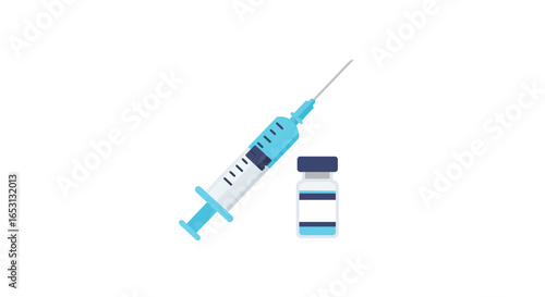 Minimalist Syringe and Vial Vector Illustration