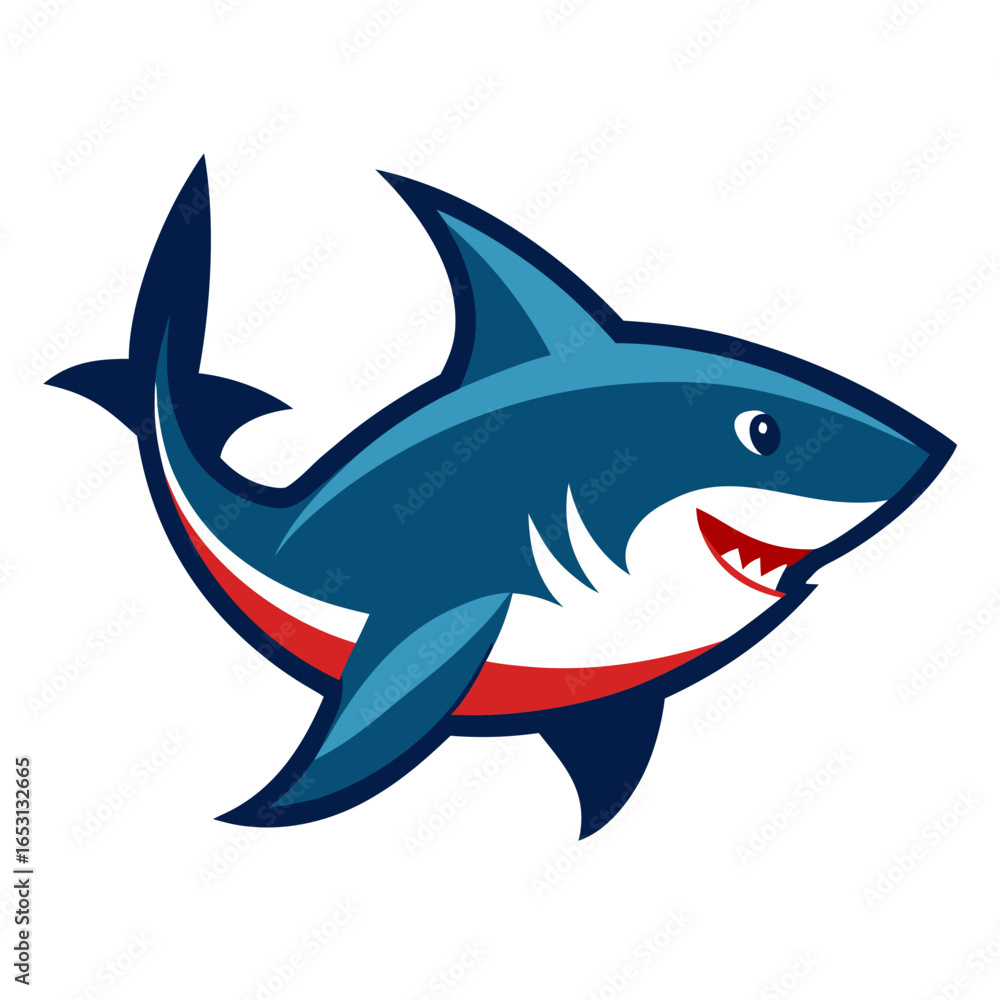 Fototapeta premium shark cartoon isolated on white