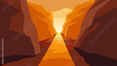 Deep Narrow Slot Canyon with Sunlight Barely Reaching Nature Landscape