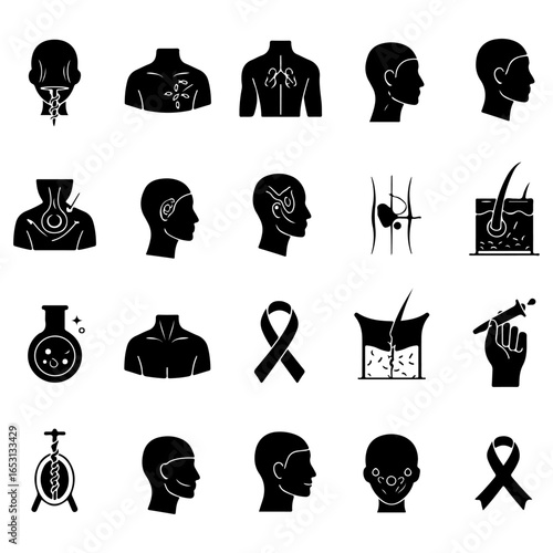 Melanoma Silhouette Icon Set – Medical Skin Cancer Awareness Vector Icons (SVG, PNG)