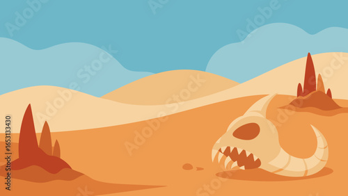 Fantasy Desert Giant Skeletal Remains of Sea Creatures Nature Landscape