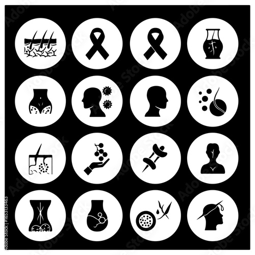 Melanoma Silhouette Icon Set – Medical Skin Cancer Awareness Vector Icons (SVG, PNG)