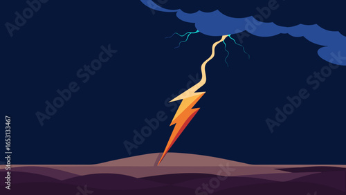 Dramatic Scene of a Lightning Strike Over a Dark Ocean Storm
